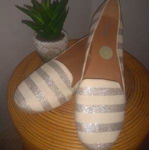 Capelli- Silver Glitter Stripe Canvas Loafer